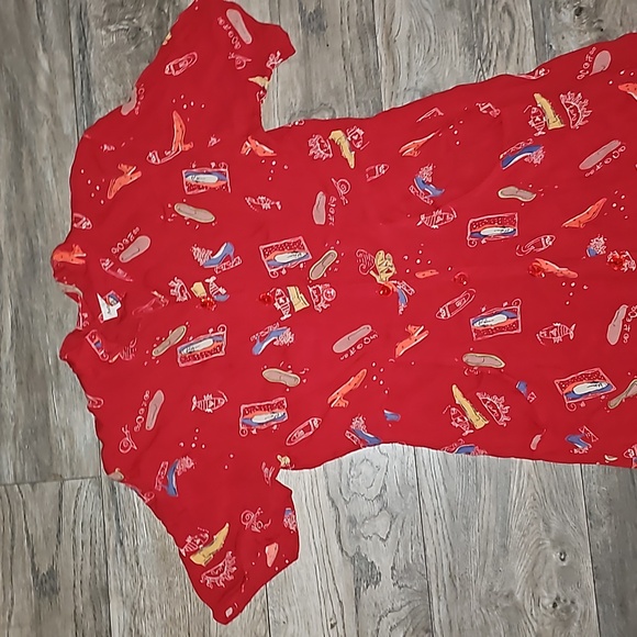 Vintage Button Down dress medium red shoe- print pockets lightweight ♥️ B1 - Picture 2 of 8